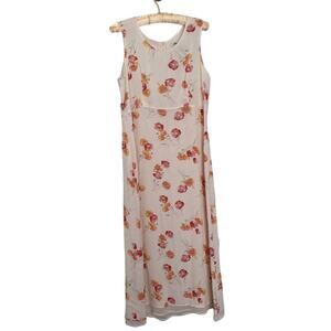 Vintage Eddie Bauer 10P Floral Poppy Flowy Midi Maxi Dress Lined Prairie Cottage